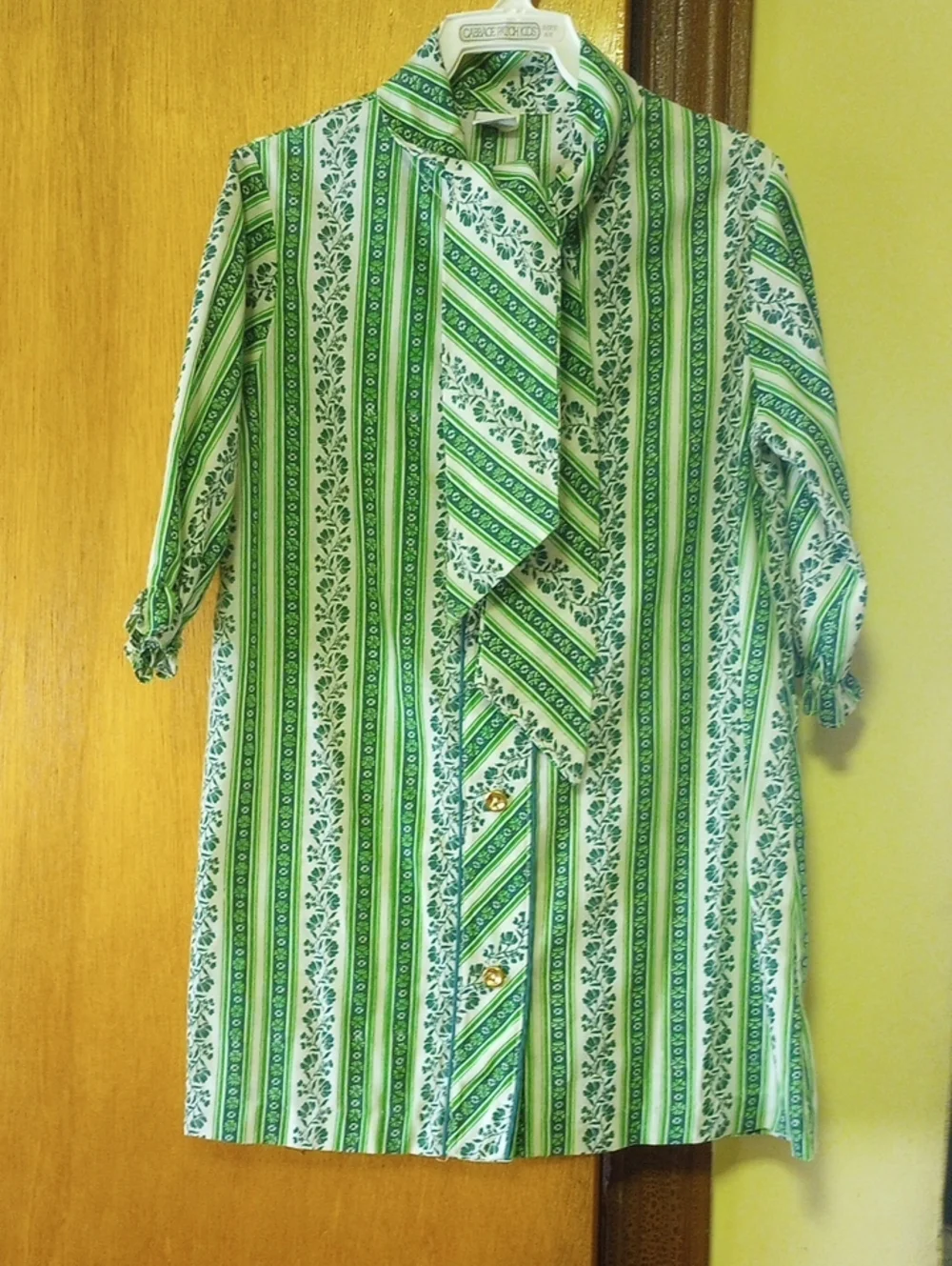 Sears Perma-Prest Green & White Vtg Pleated Irish Shamrock 2-Piece Dress, Sz 6X